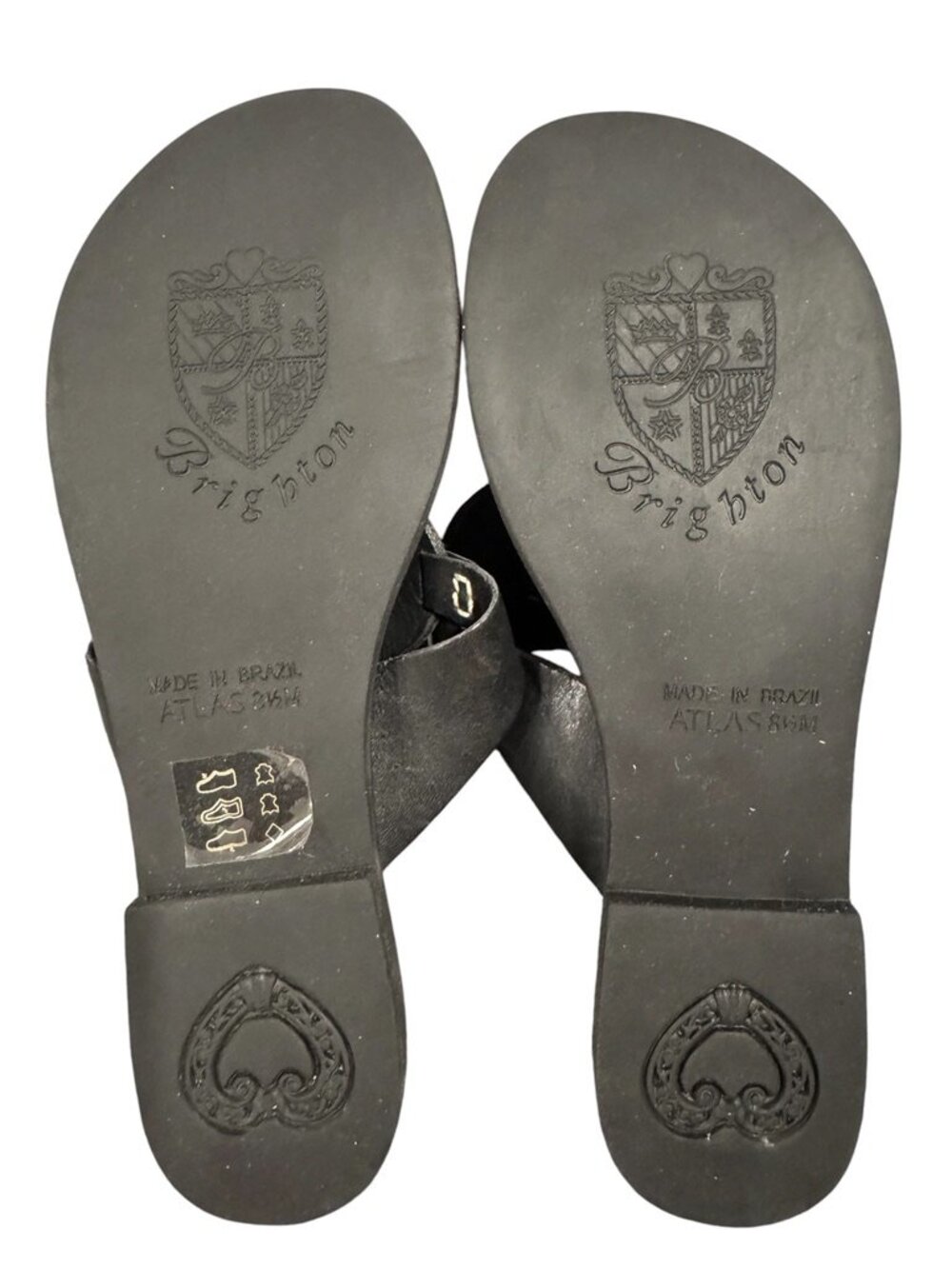 Brighton Atlas Sandals Black Leather Thong Flip Flops Medallion Size 8.5 EUC - Picture 5 of 6
